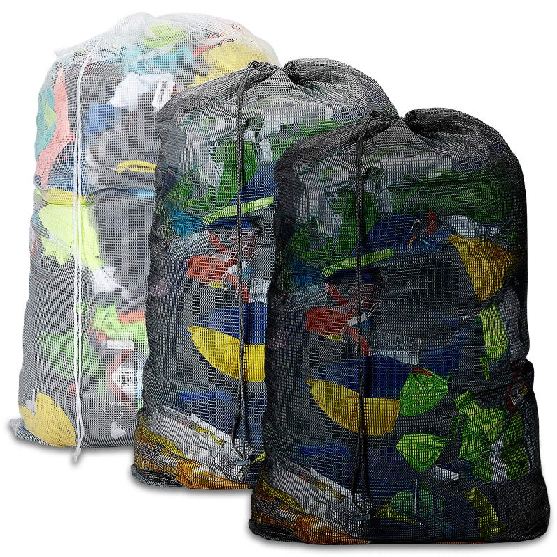 Dalykate Mesh Laundry Bags, 24" x 36", Heavy Duty with Reinforced Handles, Foldable & Portable, Drawstring Closure, 3-Pack Mixed Colors - Image 1